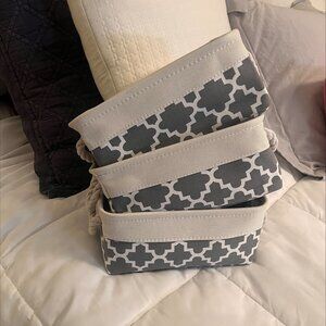 Set of 3 Fabric Storage Bins w/ Handles for Closet/Shelf Organization